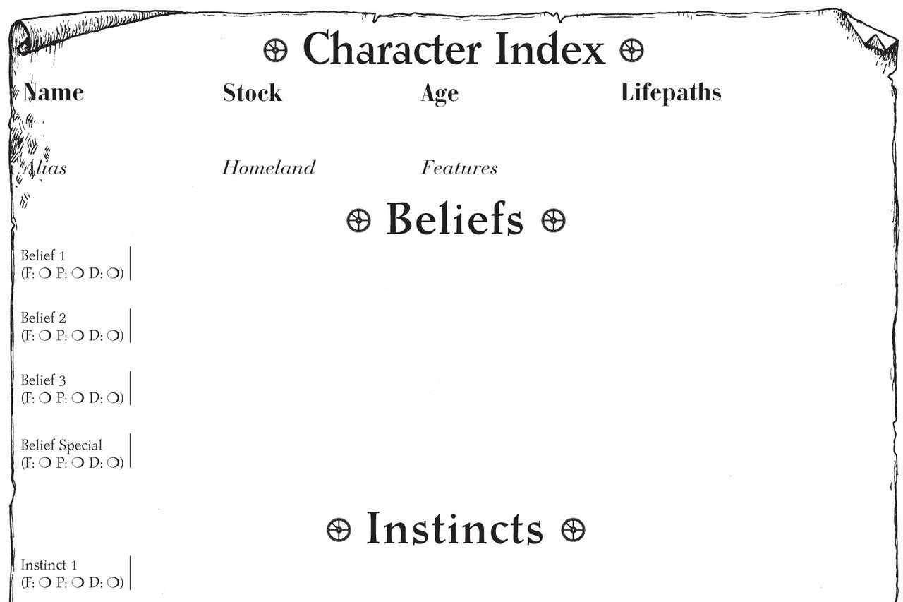 Burning Wheel Gold Play Sheet PDFs